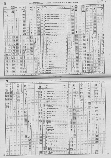 Der D 381 «Karpaty» Warschau ab 13.55 Uhr, brachte Kurswagen von Warschau nach Bukarest Nord. Aus dem Kursbuch «Internationale Verbindungen der PKP» 1985-86.jpg