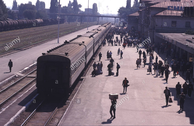 Stock Photo - The Moscow express arrives at Kishinev railway station, Moldova.jpg