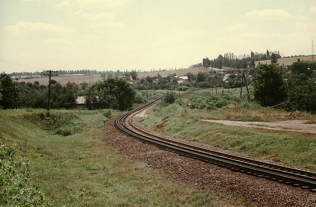 Gayvoron - Podgorodnaja line at the Gaivoron station (23.07.1990).jpg