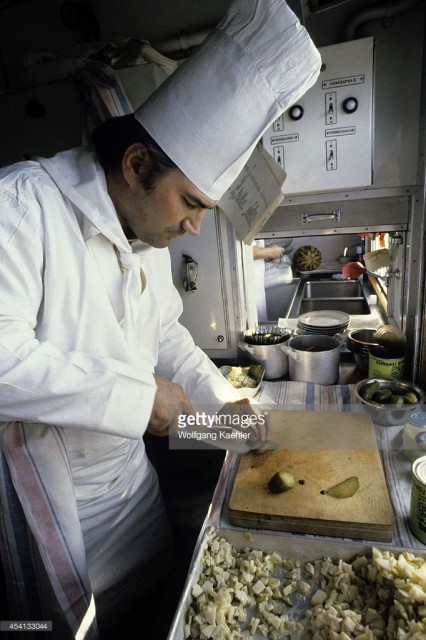 Russia, Trans-Siberia Special Train, Chef preparing food in Kitchen Car (January 01, 1982).jpg