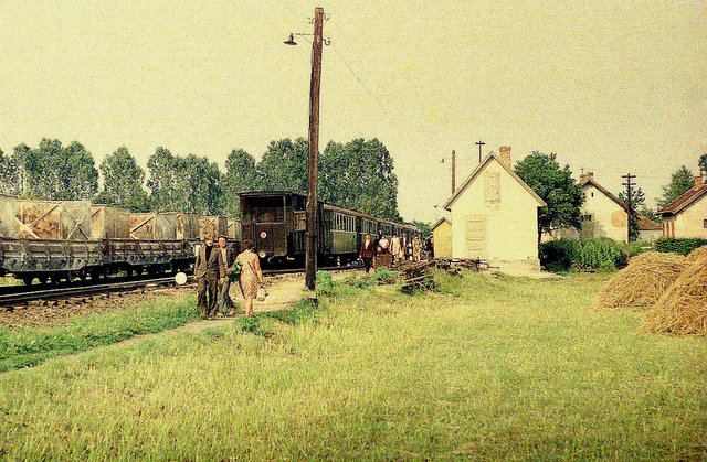 Passenger train at the Beregi station (21.06.1982).jpg